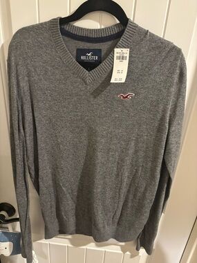 BRAND NEW WITH TAGS Hollister Men's Gray V-Neck Sweater MENS LARGE